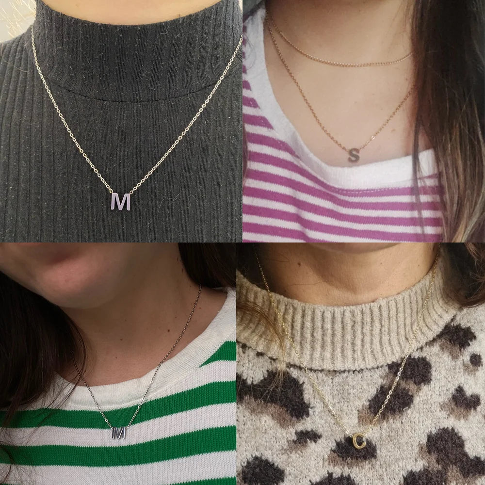 Collier pour femme en acier inoxydable avec lettre