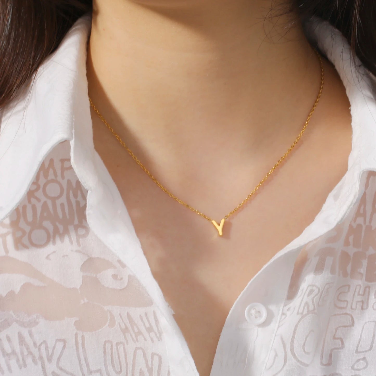 Collier pour femme en acier inoxydable avec lettre